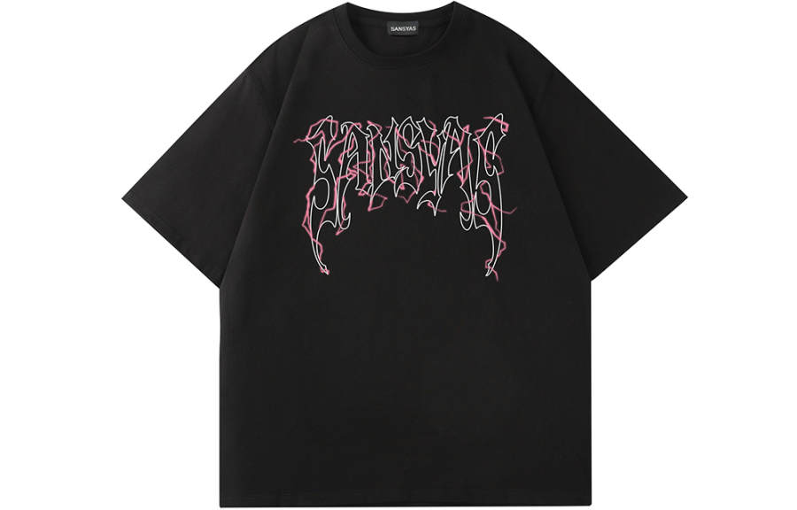 SANSYAS T Shirts Unisex Black Crew Neck Moderate Other