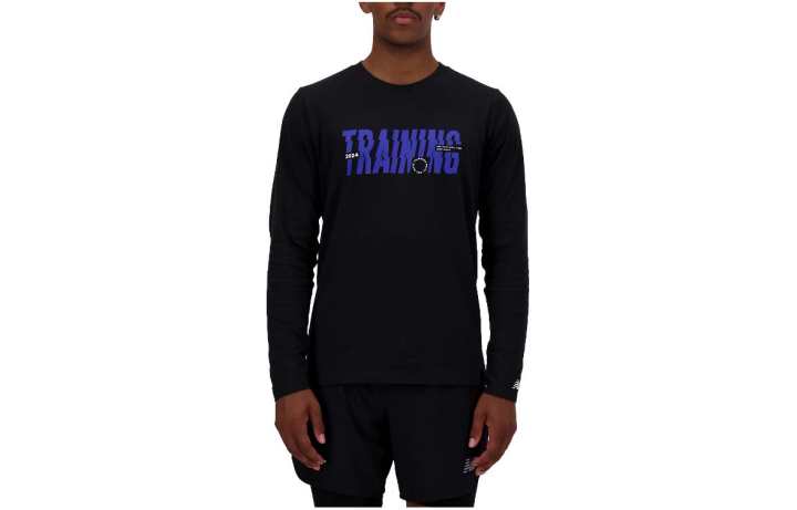 New Balance New Balance T Shirts Men's Black Crew Neck Moderate Straight Fit