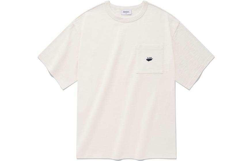 COVERNAT T Shirts Unisex Beige Crew Neck Moderate Straight Fit