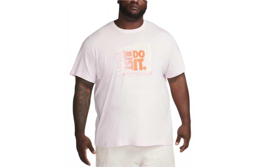 Nike Nike T Shirts Men's Pink Crew Neck Moderate Straight Fit