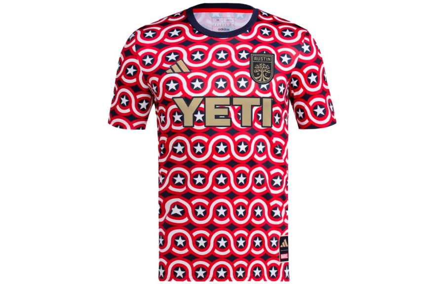Adidas Adidas Austin FC T Shirts Men's Red Crew Neck Moderate Straight Fit