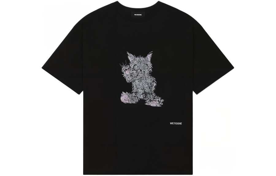 WE11DONE T Shirts Unisex Black Crew Neck Moderate Straight Fit