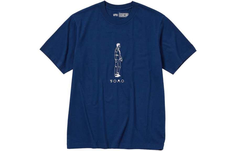 UNIQLO Cartoon Print Pullover Crew Neck Short Sleeved Unisex Navy Blue