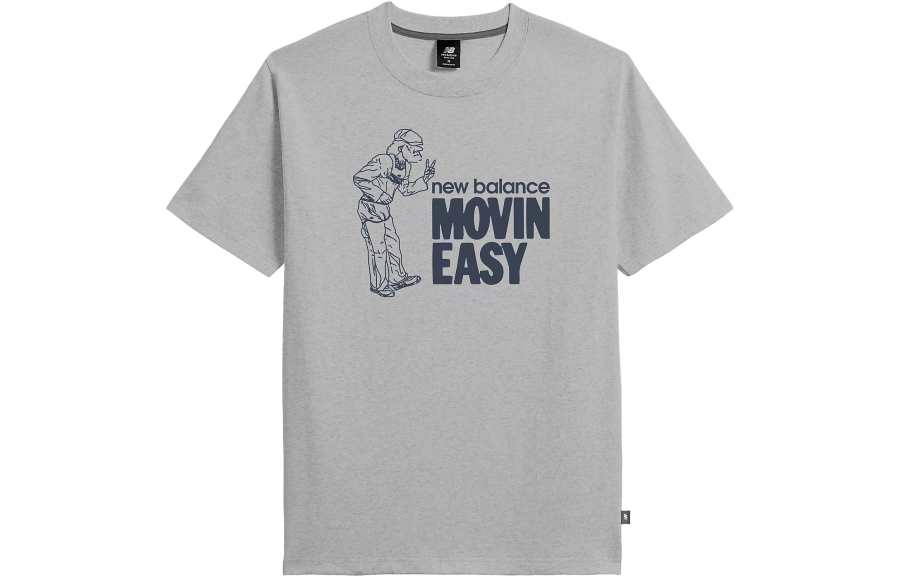 New Balance New Balance Movin Easy T Shirts Men's Sport Gray Crew Neck Moderate Straight Fit