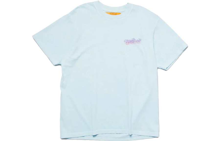 Union T Shirts Men's Light Blue Crew Neck Moderate Straight Fit