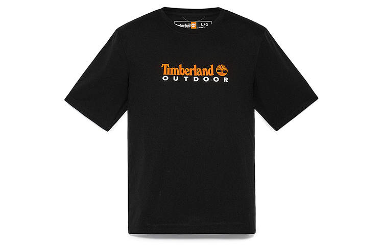 Timberland T Shirts Men's Black Crew Neck Moderate Straight Fit