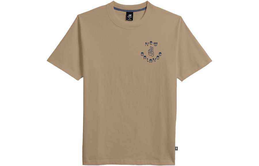New Balance New Balance T Shirts Men's Brown Crew Neck Moderate Straight Fit