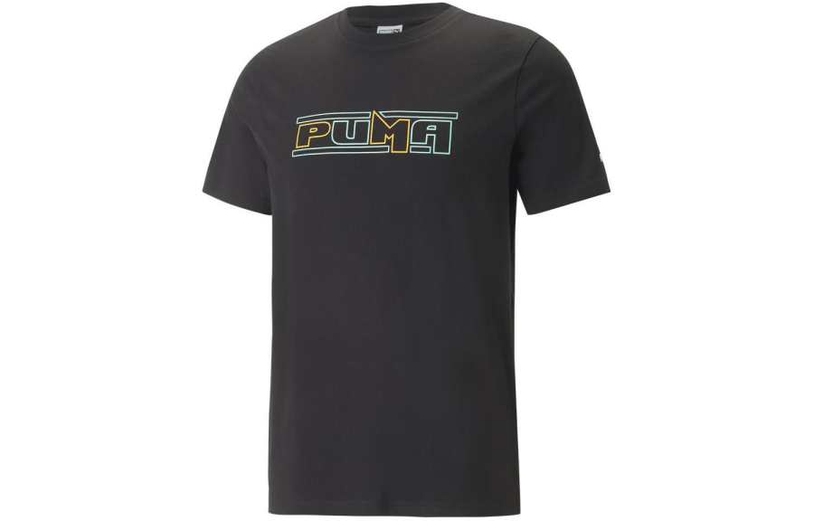 PUMA SWxP Graphic T Shirts Men's Black Crew Neck Moderate Straight Fit