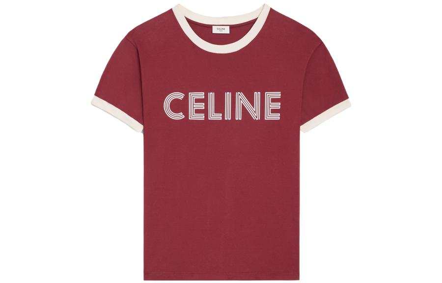 CELINE CELINE T Shirts Men's Grape Red Crew Neck Moderate