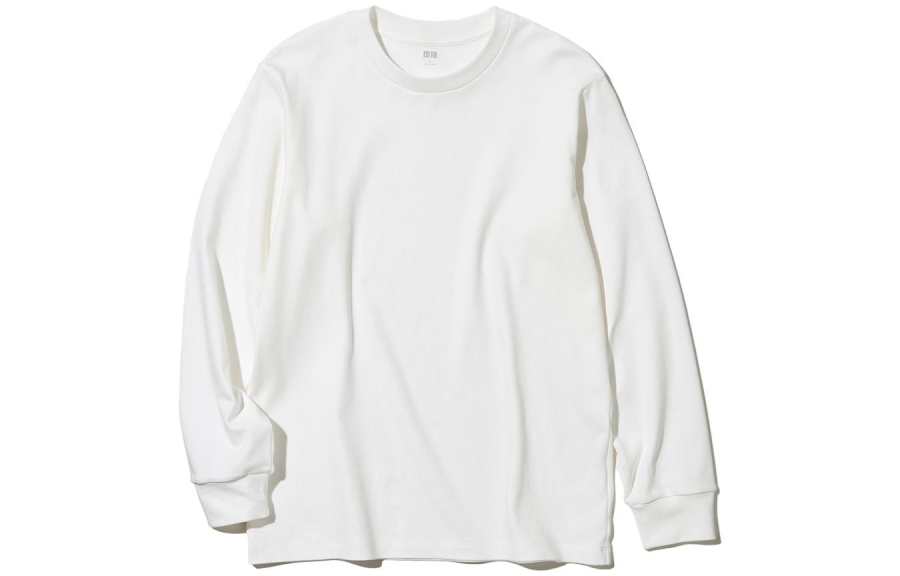 UNIQLO T Shirts Unisex White Crew Neck Moderate