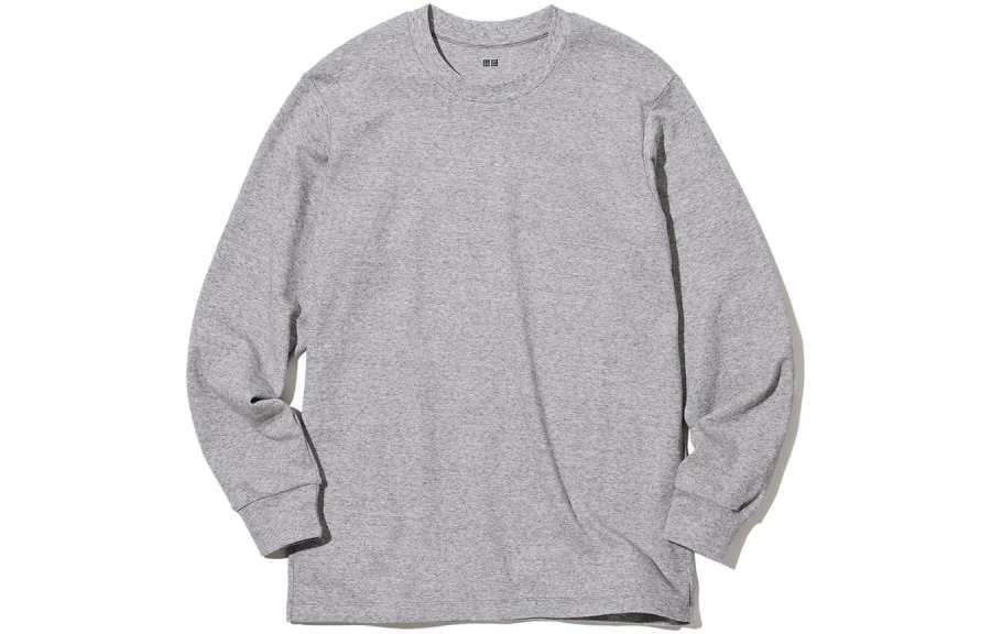 UNIQLO T Shirts Unisex Smoke Gray Crew Neck Moderate