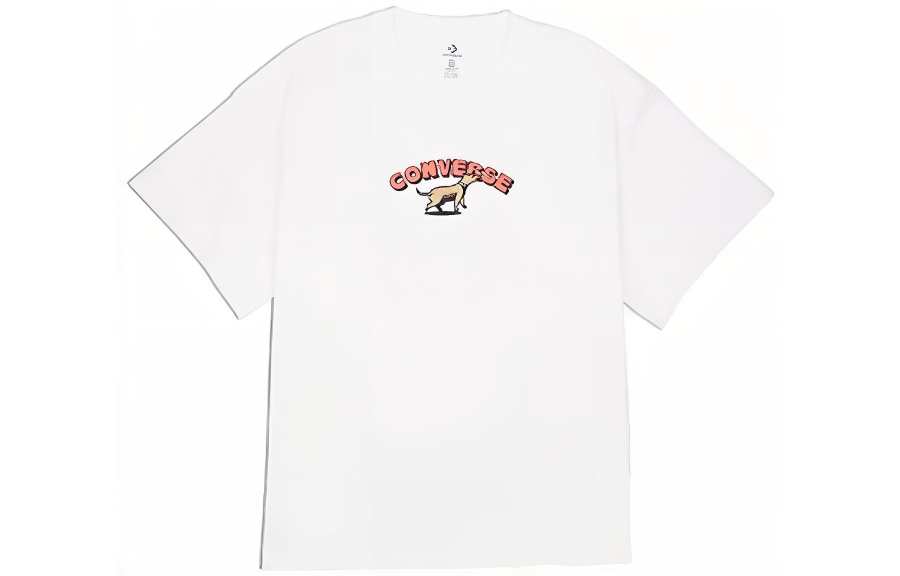 Converse T Shirts Unisex White Crew Neck Moderate Straight Fit