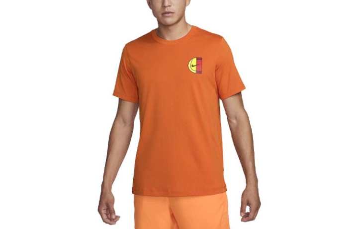 Nike Nike T Shirts Men's Orange Crew Neck Moderate Straight Fit