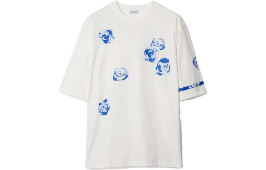 Burberry Rose Printed Crewneck T Shirt