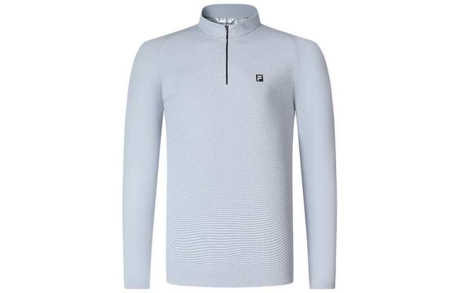 FILA Golf T Shirts Men's Medium Gray Stand Collar Moderate Straight Fit