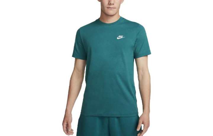 Nike Nike T Shirts Men's Earthy Blue Crew Neck Moderate Straight Fit