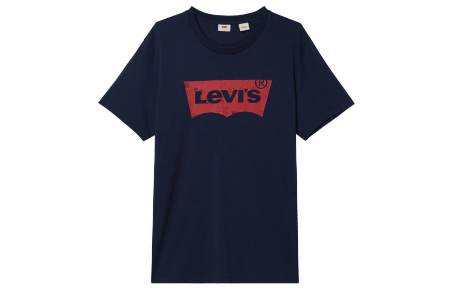 Levis T Shirts Men's Navy Blue Crew Neck Moderate Straight Fit