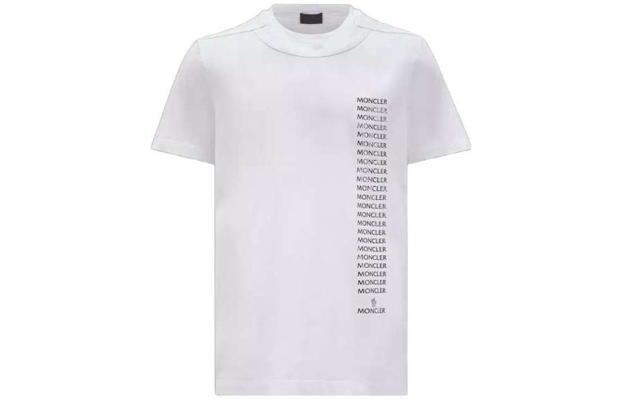 Moncler T Shirts Men's White Crew Neck Moderate Straight Fit