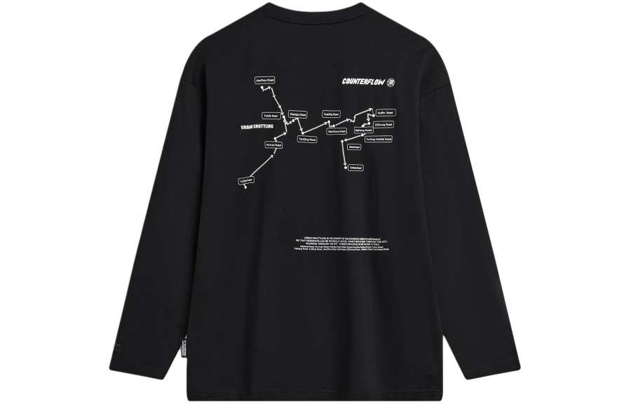 Li-Ning Li Ning CF Tracing T Shirts Men's Black Crew Neck Moderate Straight Fit