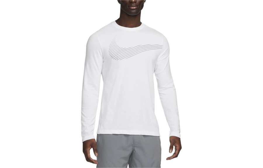 Nike Nike Dri FIT Long Sleeve Fitness T Shirt T Shirt Men's White