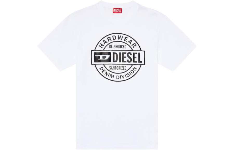 DIESEL T Shirts Men's White Crew Neck Moderate Straight Fit