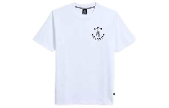 New Balance New Balance T Shirts Men's White Crew Neck Moderate Straight Fit