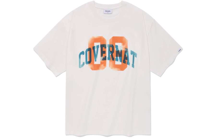 COVERNAT T Shirts Unisex White Crew Neck Moderate Straight Fit