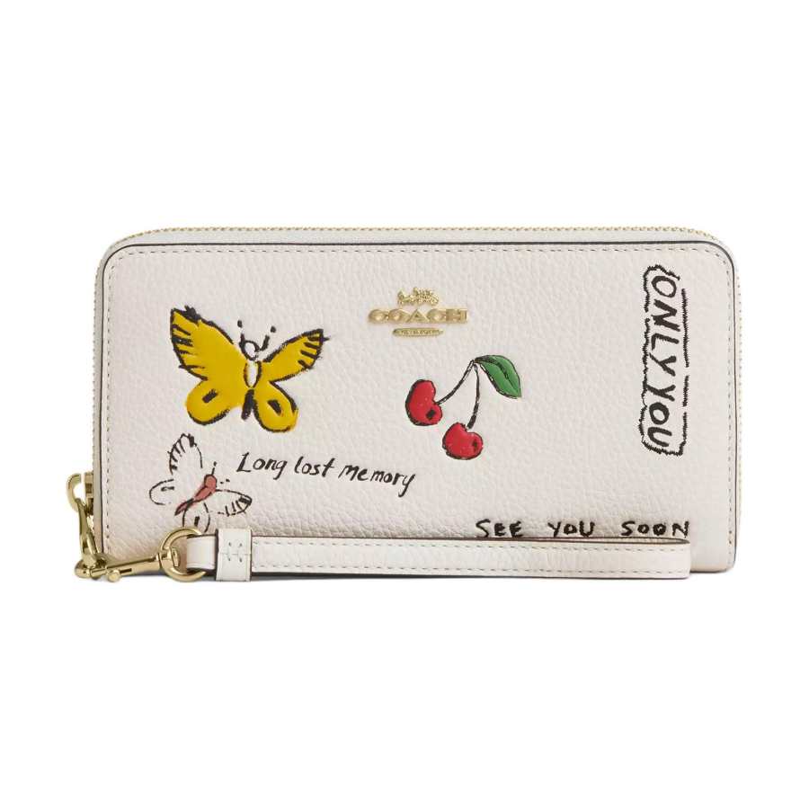 COACH COACH Zip Around Leather Wallet Regular Women's White