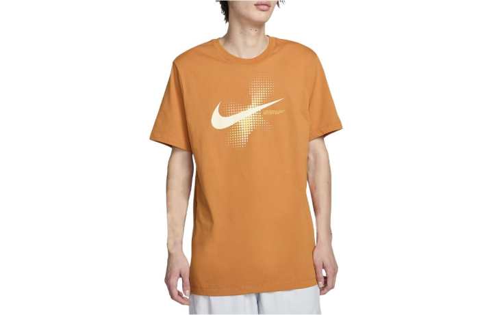 Nike Nike T Shirts Men's Yellow Crew Neck Moderate Straight Fit