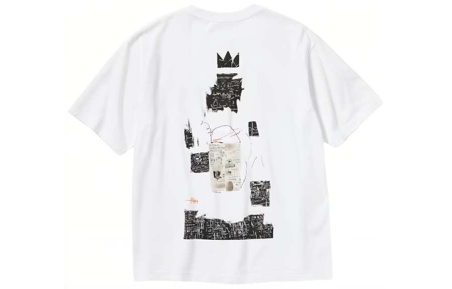UNIQLO X Jean Michel Basquiat Collaboration T Shirts Unisex White Crew Neck Moderate Straight Fit