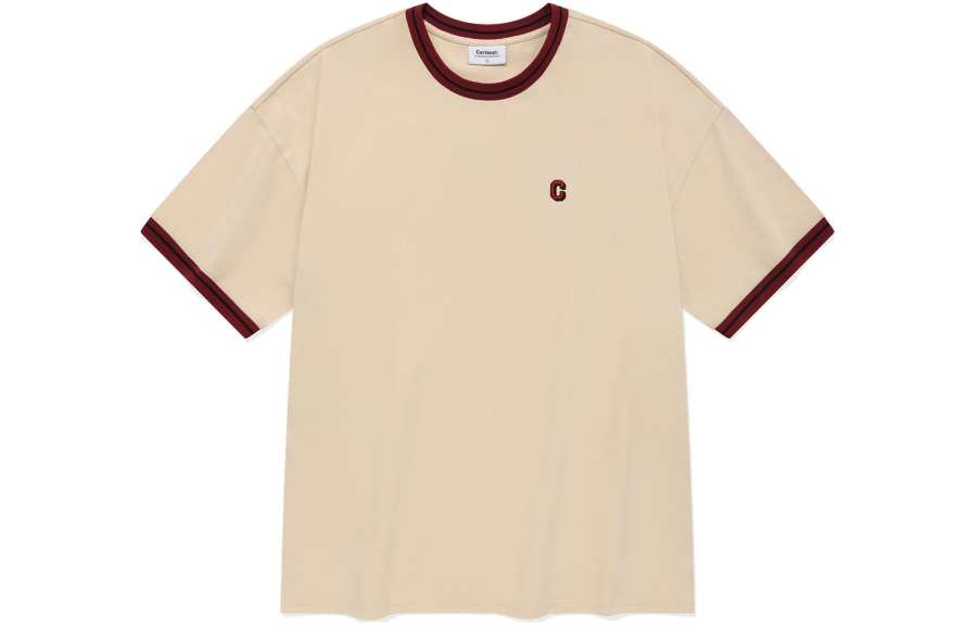 COVERNAT T Shirts Unisex Beige Crew Neck Moderate