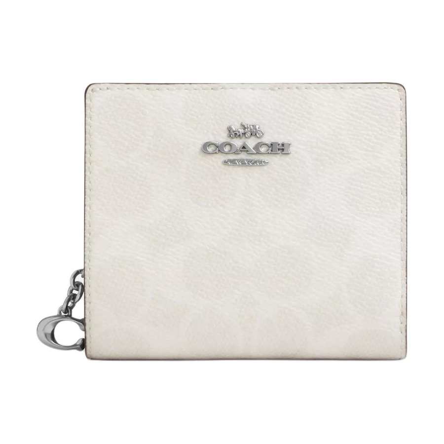 COACH COACH Snap Wallet Leather Wallet Regular Women's Silver Patchwork White Chalk