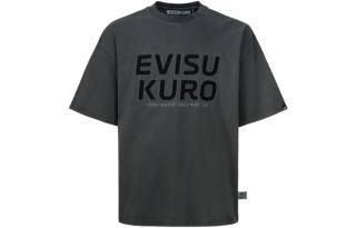EVISU T Shirts Men's Charcoal Gray Crew Neck Moderate Straight Fit