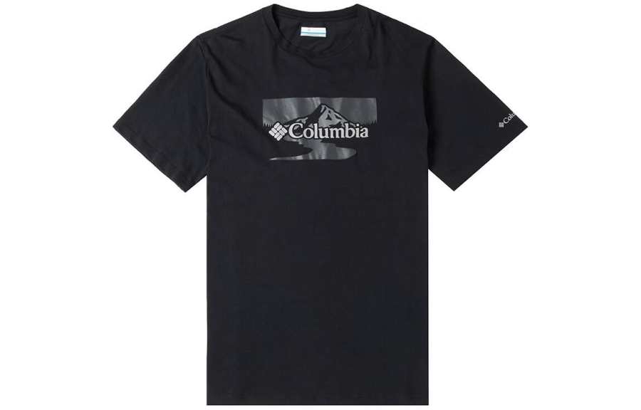 Columbia T Shirts Men's Black Crew Neck Moderate