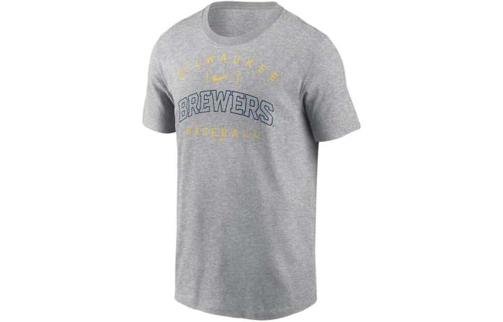 Nike Nike Milwaukee Brewers Home Team Athletic Arch T Shirt Men's Gray