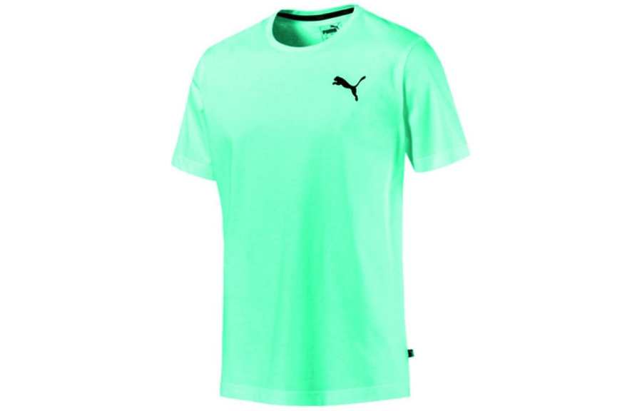PUMA T Shirts Men's Green Crew Neck Moderate Straight Fit