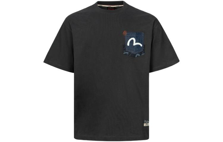 EVISU T Shirts Men's Dark Gray Crew Neck Moderate Straight Fit