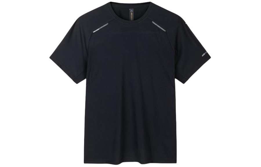ANTA T Shirts Men's Black Crew Neck Moderate Straight Fit