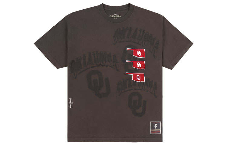 Travis Scott x Mitchell Ness T Shirt Unisex Brown