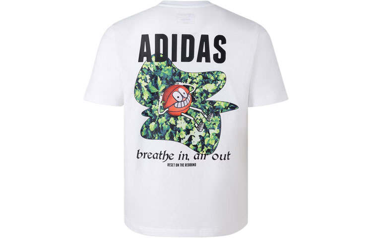 Adidas Adidas T Shirts Men's White Crew Neck Moderate Straight Fit