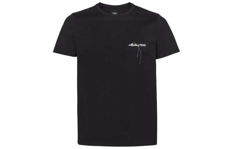 FENDI T Shirts Men's Black Crew Neck Moderate