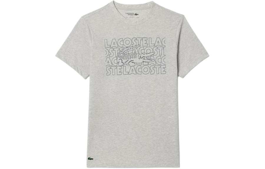 LACOSTE T Shirts Men's Gray Crew Neck Moderate Straight Fit