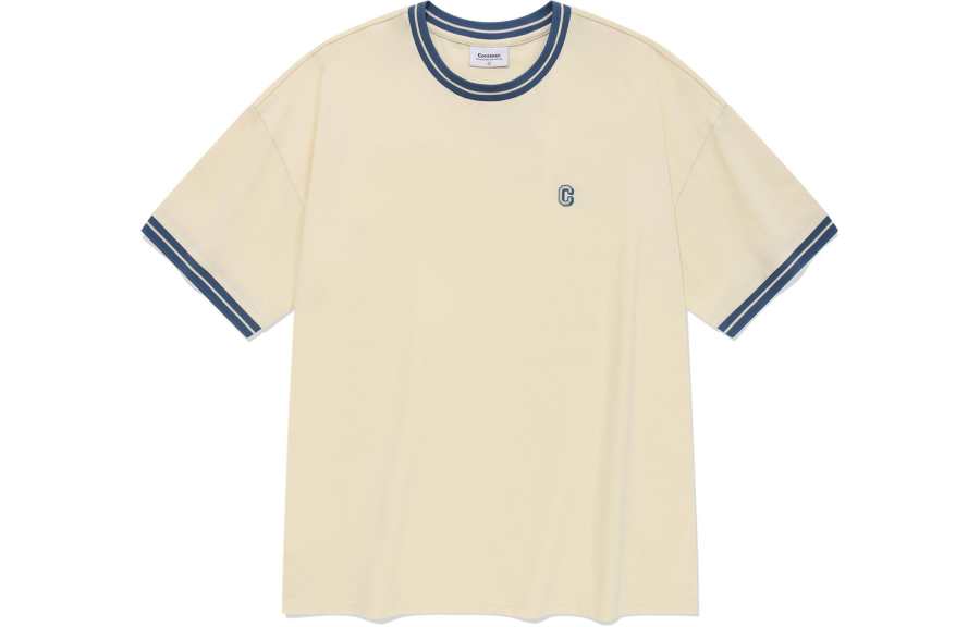 COVERNAT T Shirts Unisex Cream Crew Neck Moderate Straight Fit