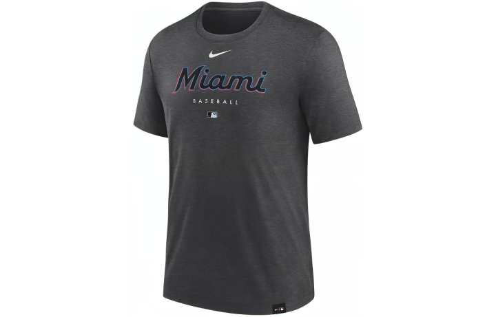 Nike Nike x MLB T Shirt Miami Marlins Men's Charcoal Heather Flower