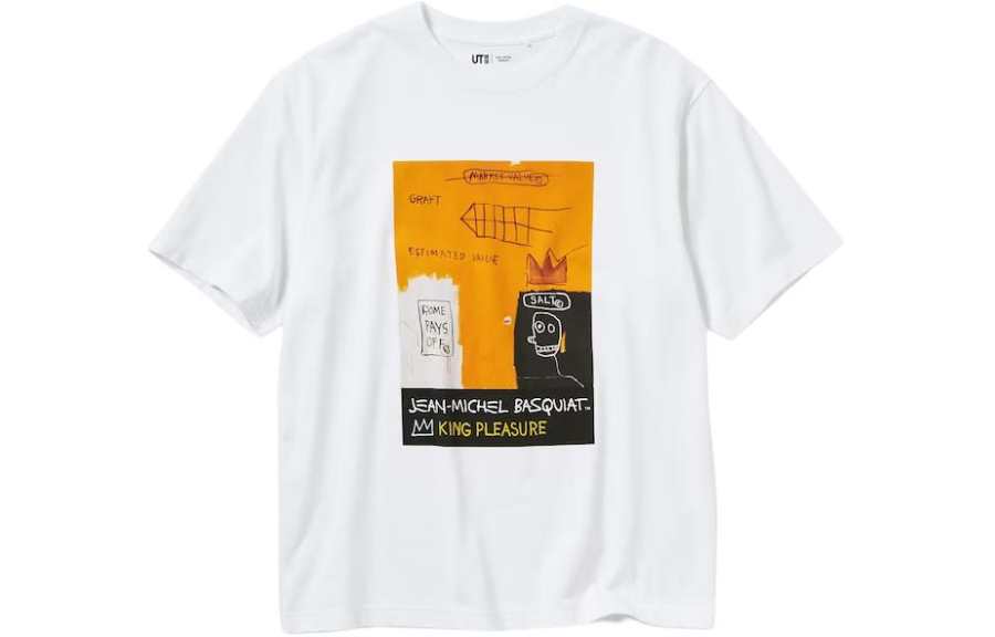 UNIQLO X Jean Michel Basquiat Collaboration T Shirts Unisex White Crew Neck Moderate