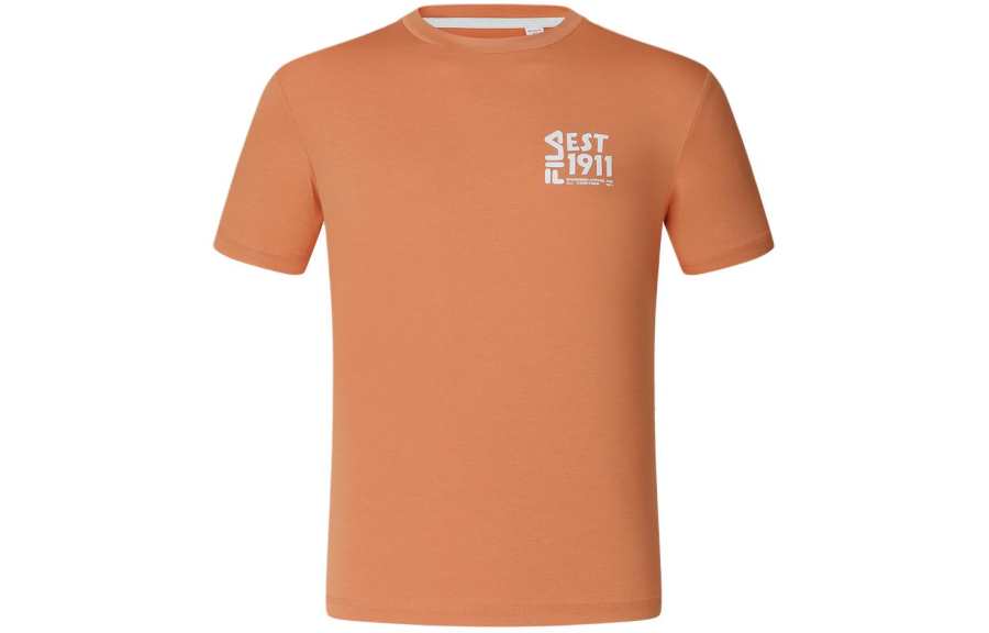 FILA T Shirts Men's Coral Gold Crew Neck Moderate Straight Fit