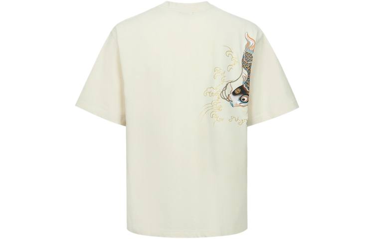 EVISU T Shirts Unisex Ecru Crew Neck Moderate Straight Fit