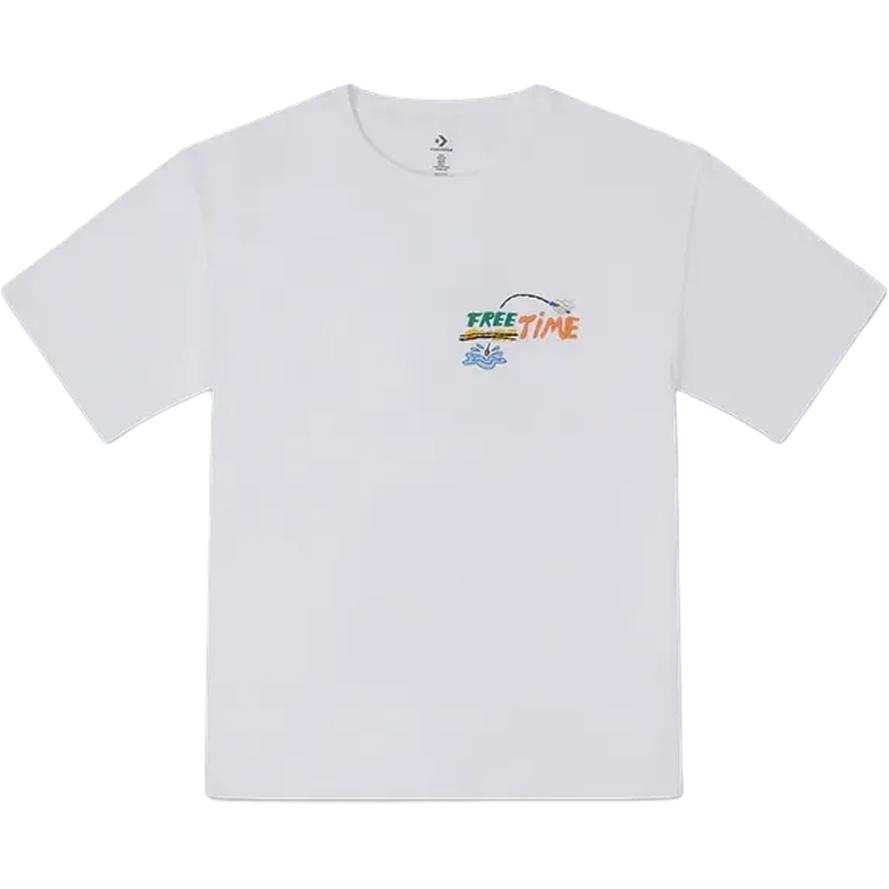 Converse SUMMER FISHING T Shirts Men's White Crew Neck Moderate Straight Fit