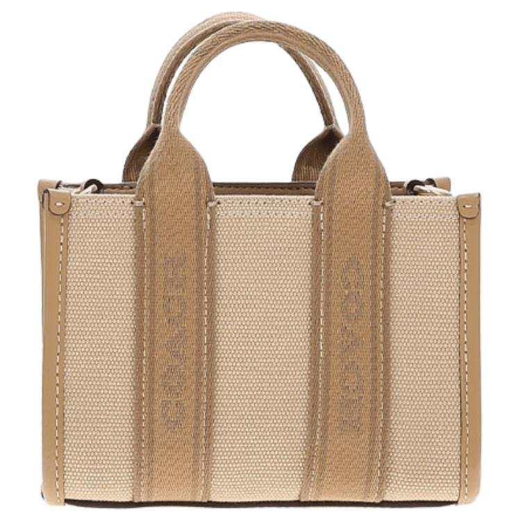 COACH Smith Fabric, Cow Split Leather Tote Bag, Shopping Bag, Handbag Small Women's Deep Natural & Mixed Color
