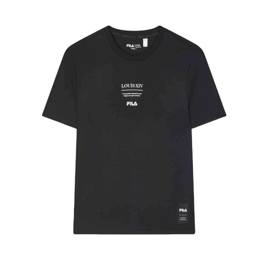 FILA T Shirts Men's Jet Black Crew Neck Moderate Straight Fit